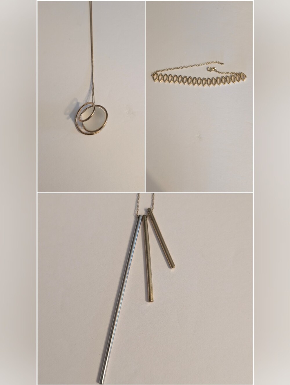 Vintage Y2k Minimalist Geometric Layering Necklace Set (3 Pieces) Gold Silver
